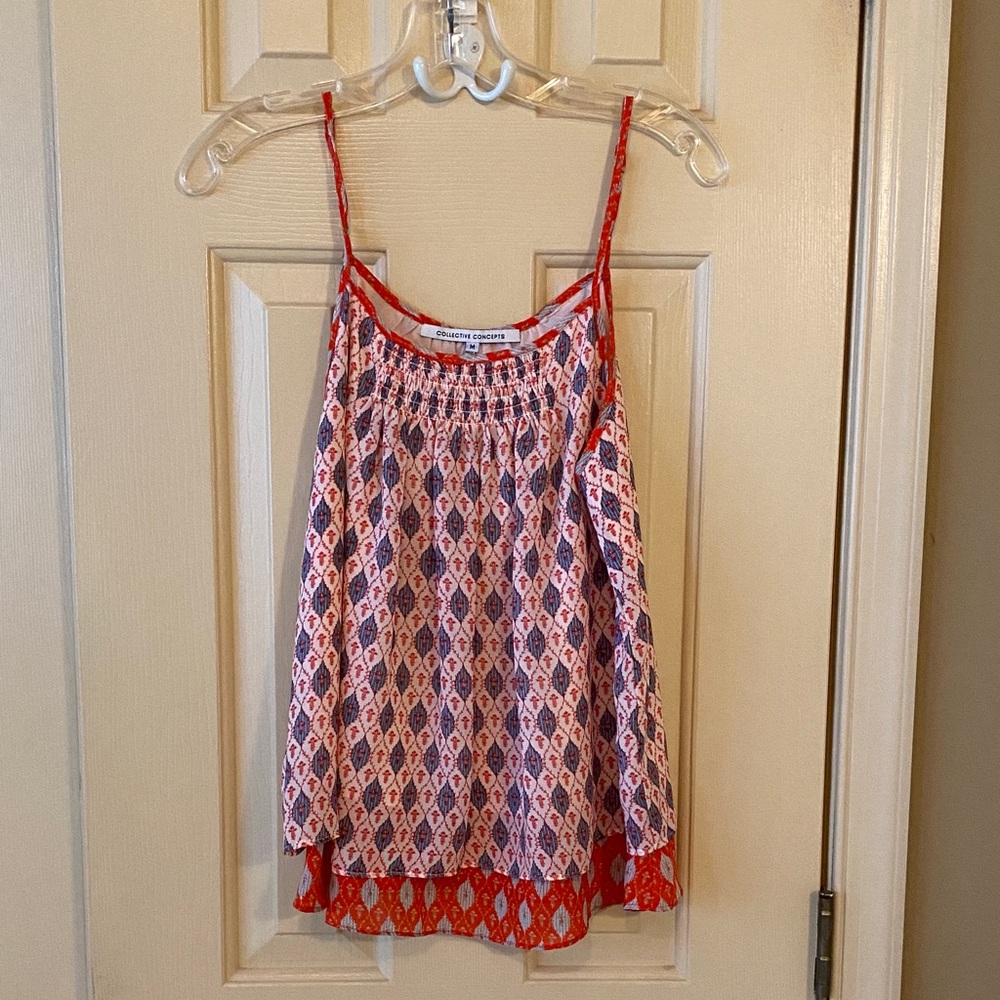 Collective Concepts Red and White Patterned Camisole